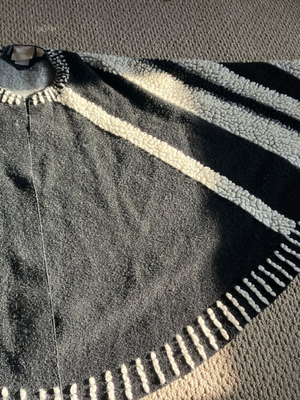 Maeve Poncho Sherpa Striped Wool Anthropologie One Size